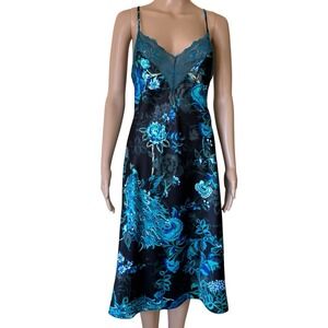 In Bloom By Jonquil Chemise sz Small Petite Floral Lace Trim Spaghetti Straps